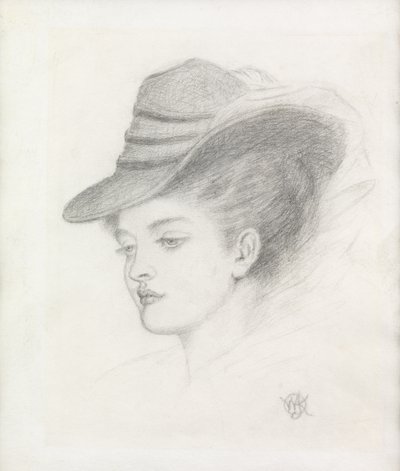 Emily Renshaw, kunstnerens hustru (blyant på papir) af Walter John Knewstub