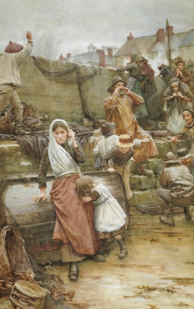 Katastrofescene i en kornisk fiskerby, 1889 af Walter Langley