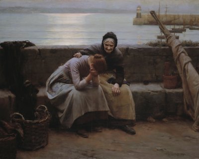 "Aldrig morgen gik til aften, men noget hjerte knuste" af Walter Langley