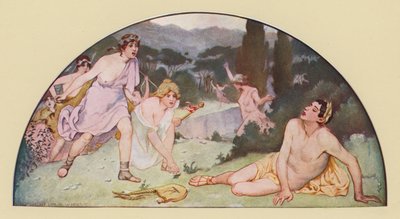 Orfeus dræbt af bacchanterne (farvelitografi) af Walter MacEwen