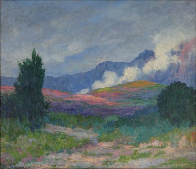 Skyer i en bjergkæde, ca. 1915 (olie på lærred) af Walter Navazio de