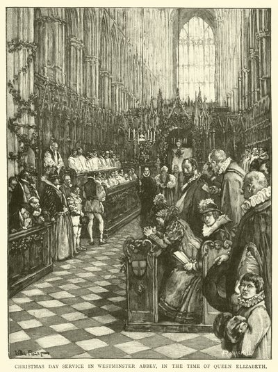 Juletræstænding i Westminster Abbey, på dronning Elizabeths tid af Walter Paget
