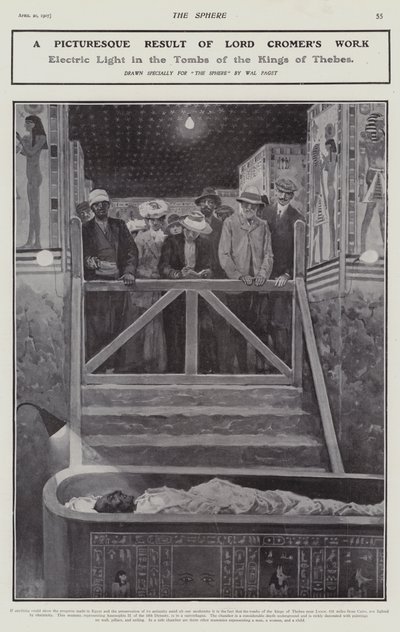 Elektrisk lys i gravene til kongerne af Theben (litho) af Walter Paget