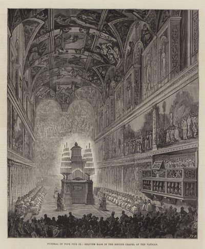 Begravelse af pave Pius IX, Requiem-messe i Vatikanets Sixtinske Kapel af Walter Paget