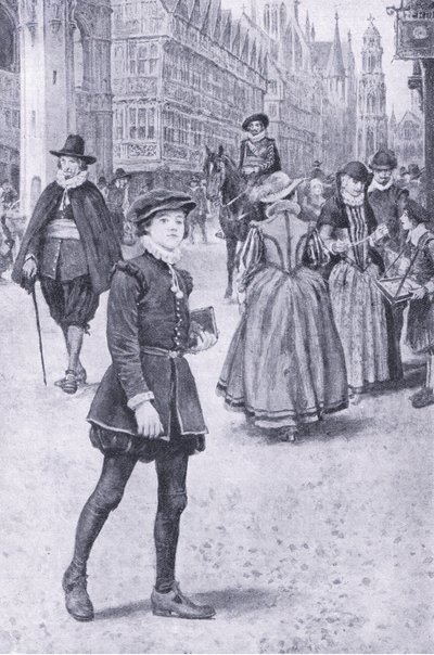 Herrick tager en tur ned ad Cheapside, illustration fra My Magazine af Walter Paget