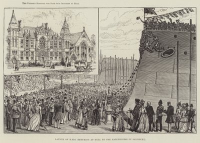 Lancering af HMS Endymion ved Hull af Marchioness of Salisbury af Walter Paget