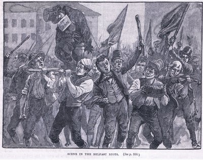 Scene fra optøjerne i Belfast 1864 e.Kr. af Walter Paget