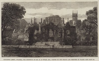 Singleton Abbey, Swansea, residensen for hr. H. Vivian, MP, besøgt af prinsen og prinsessen af Wales af Walter Paget