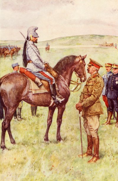 Mødet i Frankrig mellem Lord Kitchener og general Baratier (farvelitografi) af Walter Paget