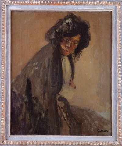 La Giuseppina læner sig op ad en chaiselong, ca. 1903-04 af Walter Richard Sickert