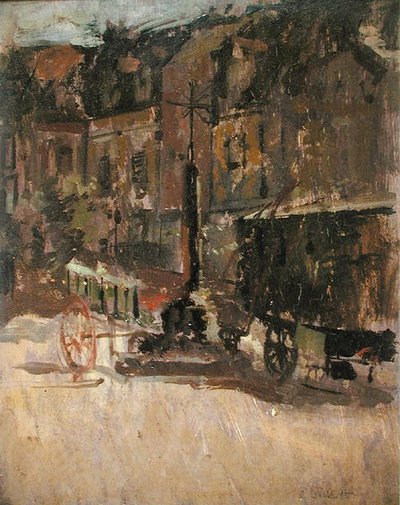 Market Cross, Dieppe (olie på panel) af Walter Richard Sickert
