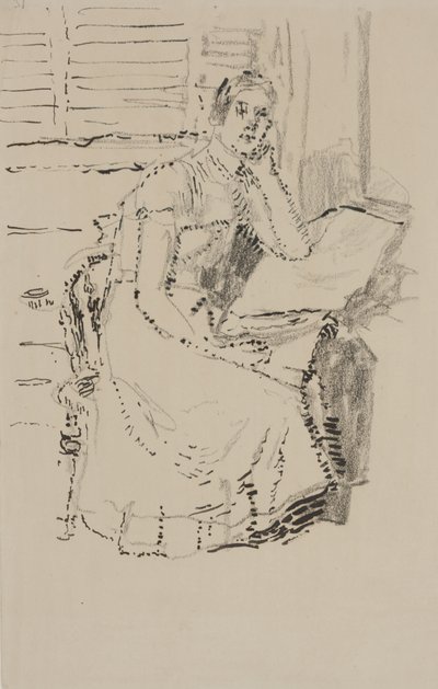 Siddende figur (pen og blæk med kul på papir) af Walter Richard Sickert