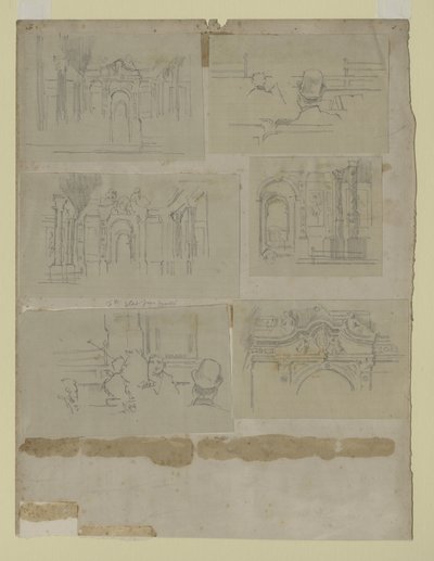 Flere undersøgelser (blyant på papir) af Walter Richard Sickert