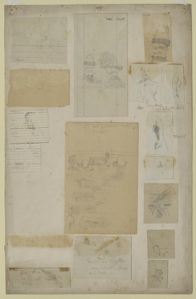 Flere undersøgelser (blyant på papir) af Walter Richard Sickert