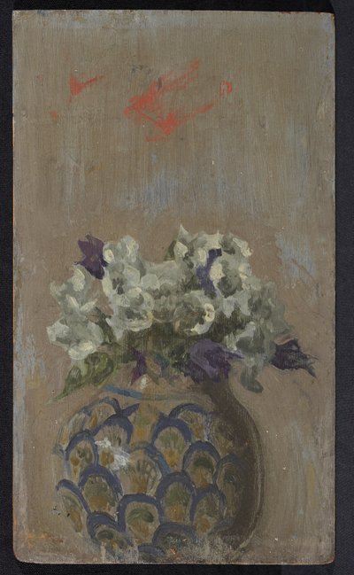Søde violer - hvide og blå bioletter i en mønstret skål, ca. 1884 (olie på panel) af Walter Richard Sickert