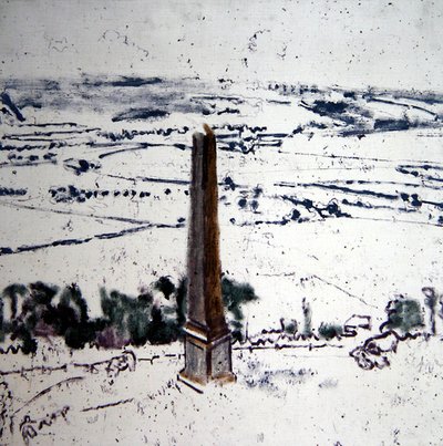 Obelisken ved Arques, Eaulne-dalen, Dieppe, ca. 1913-14 (olie på lærred) af Walter Richard Sickert