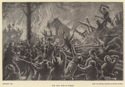 Borgerkrigen i Kansas (litho) af Walter Russell