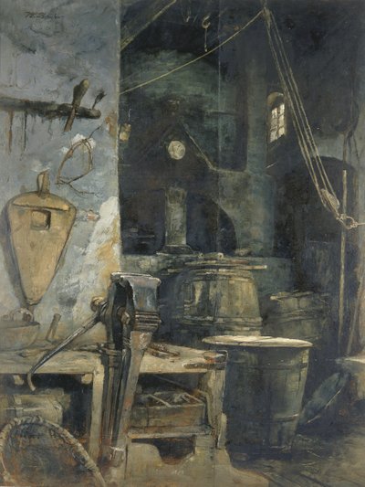 Klokkestøberi, Tyskland, ca. 1874. af Walter Shirlaw