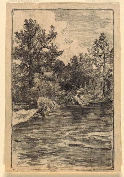 Tegning, Flod og træer, 1880-90 af Walter Shirlaw