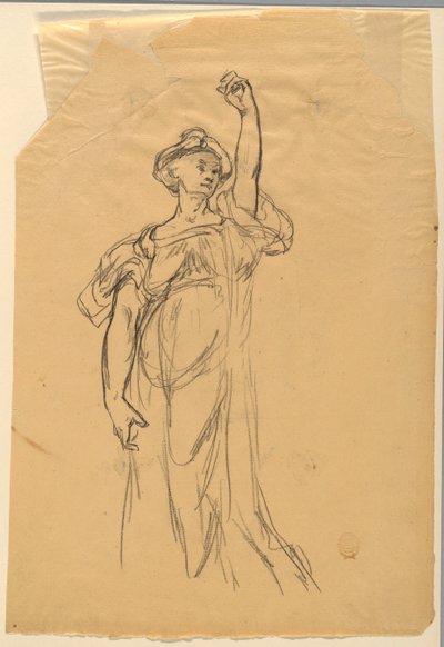 Studie af figur med løftet arm af Walter Shirlaw
