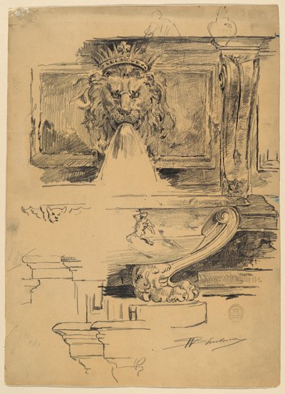 Studie af et springvand, Italien af Walter Shirlaw