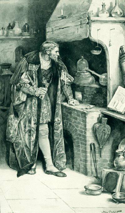 James IV som alkymist i sit laboratorium af Walter Stanley Paget
