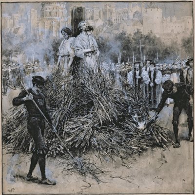 The Martyrdom of Robert Testwood (akvarel på papir) af Walter Stanley Paget