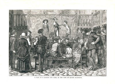 A Play in an Elizabethan London Inn Yard, 1878 af Walter Thornbury