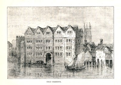 Kold Havn. Medieval Mansion House North Bank of Thames over London Bridge, 1894 af Walter Thornbury
