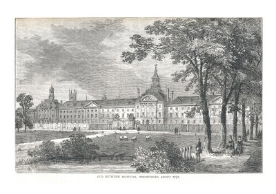 Gamle Betlem Hospital. Moorfields omkring 1750, 1878 af Walter Thornbury