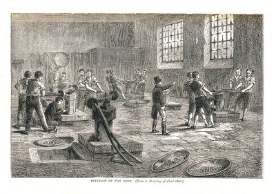 Møntens indre fra en tegning fra omkring 1800, 1878 af Walter Thornbury