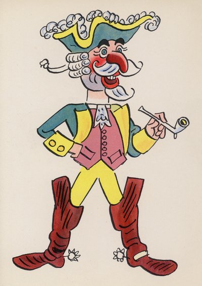 Figurer fra børnebøger: Baron Münchhausen (farvelitografi) af Walter Trier