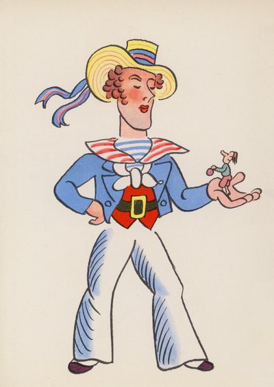Figurer fra børnebøger: Gulliver (farvelitografi) af Walter Trier