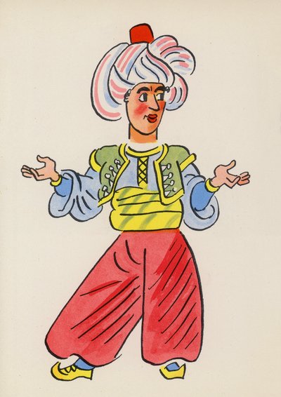 Figurer fra børnebøger: Sømanden Sinbad (farvelitografi) af Walter Trier