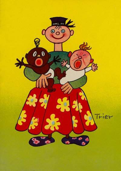 Et af Walter Triers skøre mennesker (farvelitografi) af Walter Trier