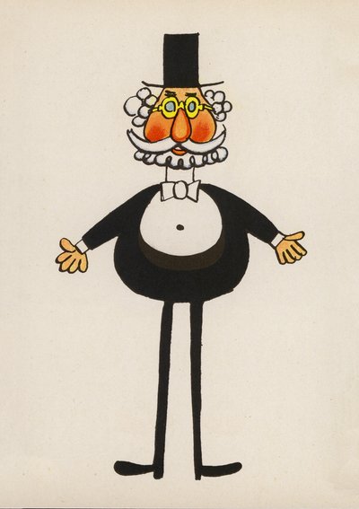 En af Walter Triers Crazy People (farvelitografi) af Walter Trier