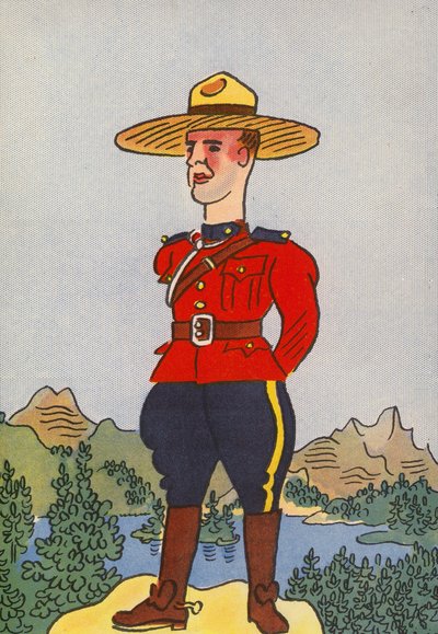 Walter Triers skøre kostumer: Canada (farvelitografi) af Walter Trier