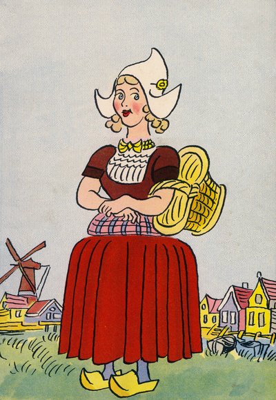 Walter Triers skøre kostumer: Holland (farvelitografi) af Walter Trier