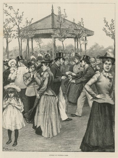 Søndag i Victoria Park (gravering) af Walter Westley Russell