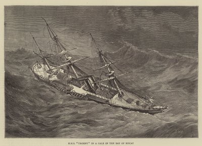 HMS Urgent i en kuling i Biscayabugten af Walter William May