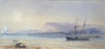 Skibe ved anker (akvarel på papir) af Walter William May