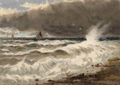Studie af havet på den franske kyst (farvelitografi) af Walter William May