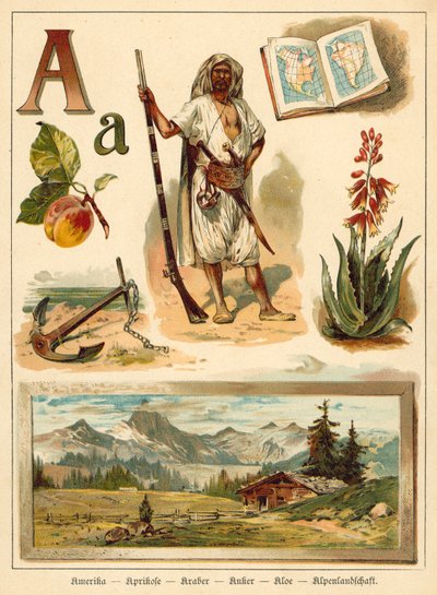 Bogstav A (chromolitho) af Walter Zweigle