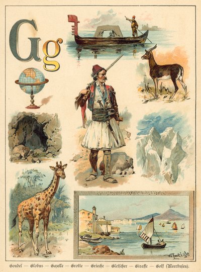 Bogstav G (chromolitho) af Walter Zweigle