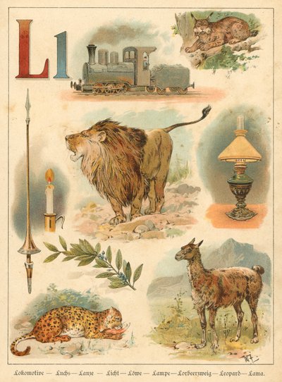 Bogstav L (chromolitho) af Walter Zweigle