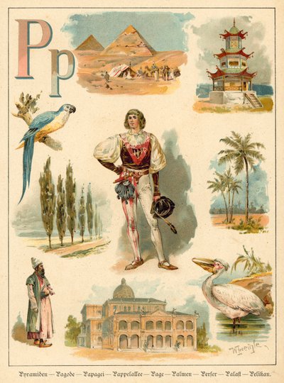 Bogstav P (chromolitho) af Walter Zweigle
