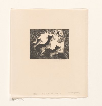Tre katte i en vinduesramme af Wanda Gág (signed by artist)