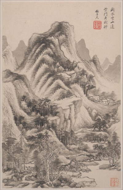 Landskaber i stil med gamle mestre, dateret 1668. af Wang Jian