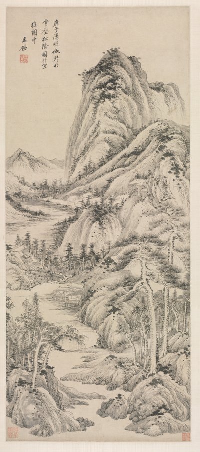 Shade of Pines i en overskyet dal af Wang Jian