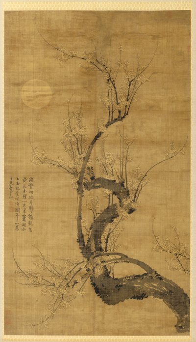 En Prunus i måneskin af Wang Mian